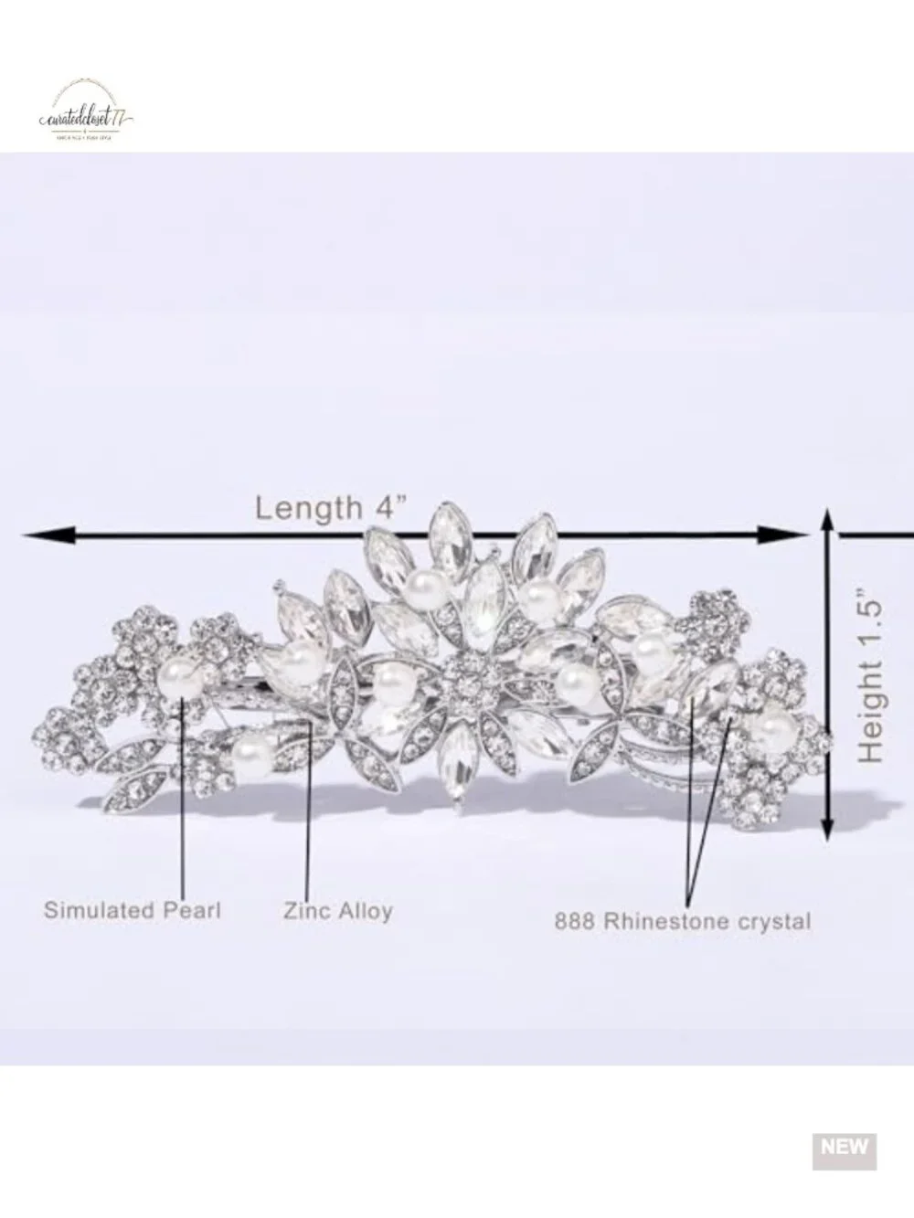 Crystal Rhinestone Pearl Hair Clip Comb Silver Wedding Hair Accessory Bridal